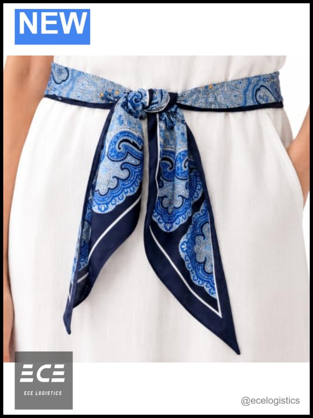 59" Long Skinny Scarf Silk-Like Twill Paisley Neck Hair Wrap